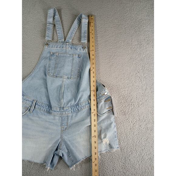 Isabel Maternity Overalls Womens 8 Blue Denim Shorts Bib Shortall Pregnancy NWT - Picture 4 of 12